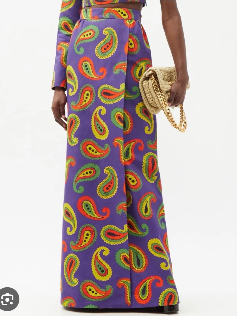 NWT Gucci Purple Paisley Maxi Skirt, Size 42